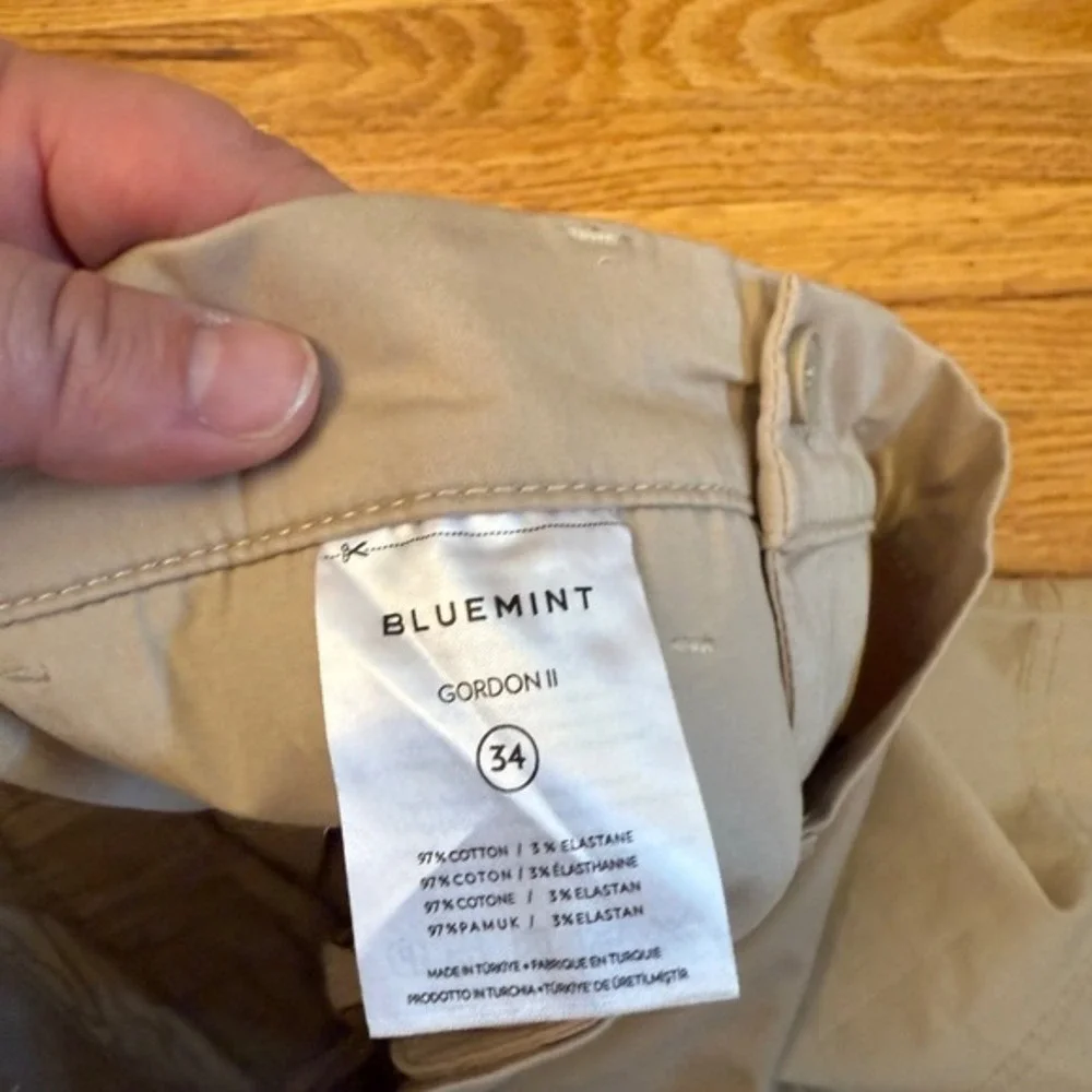 Bluemint Gordon II Chino Shorts Khaki Casual Flat Front‎ Size 34